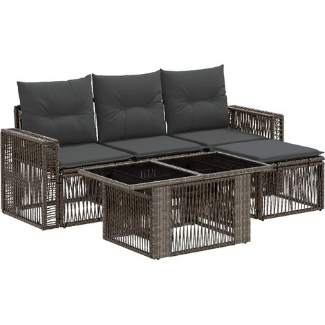 Conjunto de sofás de jardín 5 uds. Gris y Gris Oscuro vidaXL (1/5)
