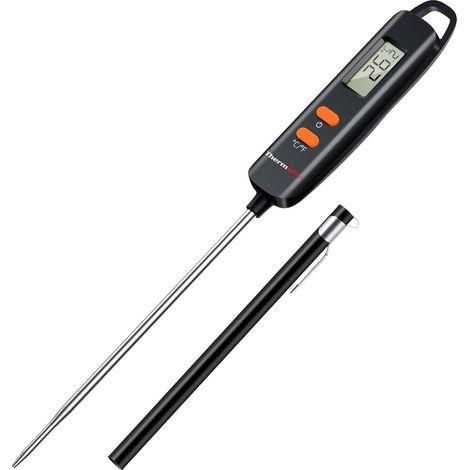 Thermometre Cuisine Termometre à Lecture Instantanée Thermometre Barbecue Cuisson à Confiture de Sucre avec Sonde de Température de 12cm, Écran Lcd (1/5)