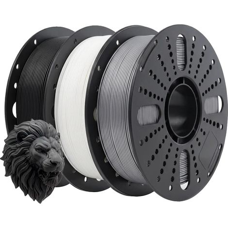 Filamento per stampa 3D, materiale PETG, resistente e atossico, PETG-1BK-1WT-1RD (1/2)