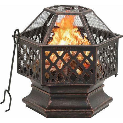 Braciere Rustico con Attizzatoio 62x54x56 cm XXL in Acciaio vidaXL