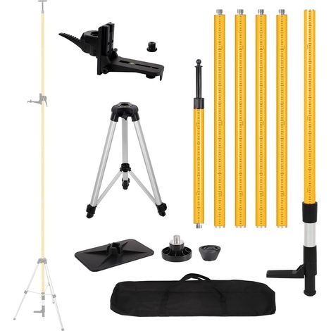 Barre de nivellement laser télescopique avec trépied, extensible jusqu'à 4,2 m avec support laser de 1/4" x 20", avec écrou adaptateur 5/8"-11 (1/5)