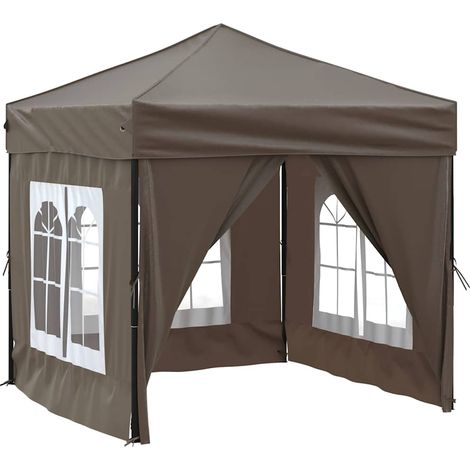 vidaXL Carpa de fiesta plegable con paredes laterales gris taupe 2x2 m (1/2)