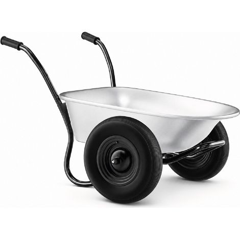 Brouette 2 Roues Ultra Stable - Cuve en Acier galvanisé 100 L - Charge Max. 150 kg - Châssis Tubulaire renforcé - Jardinage & Travaux extérieurs (1/5)