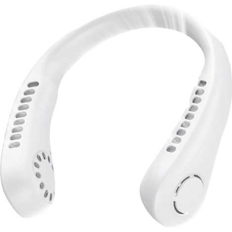 Ventilateur de cou portable, ventilateur de cou personnel sans pales à refroidissement à 360°, rechargeable et mains libres, avec 5 vitesses, idéal pour les voyages et les activités de plein air. (1/5)