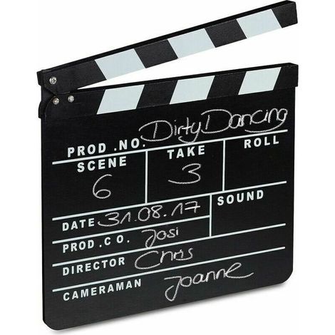 Noir Clap de cinéma Hollywood film clapet scène inscription déco HxlxP: 26 x 30 x 30 cm (1/4)