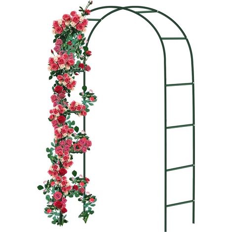 Rose Arch Metal Trellis Rose Steel Steel Powder Coated Garden Ornament Climbing Trellis 240 x 140 x 38 cm Green (1/5)