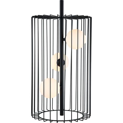 Italux Hayden - Lampada da tavolo moderna nera a 3 luci con paralume nero e bianco, G9 (1/2)
