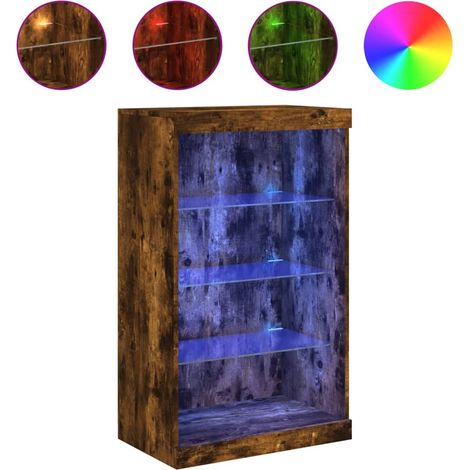 Maison Exclusive - Aparador con luces LED roble ahumado 60,5x37x1 (1/5)