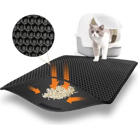 1 pièce Tapis litière chat, imperméable et antidérapant, EVA souple, 75 x 55 cm, collecteur de granulés, usage intérieur (1/4)