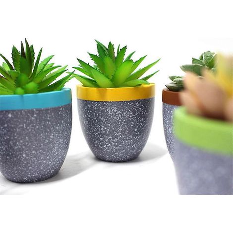 Lot de 6 pots pour plantes succulentes, pots de fleurs, contenants pour plantes, décoration de bureau pour la maison (1/4)