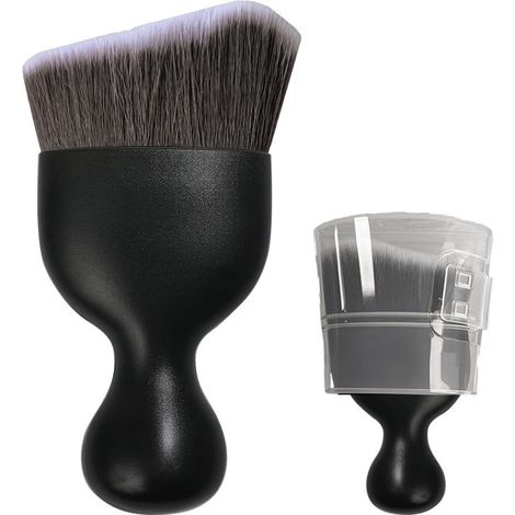 Brosse de nettoyage automobile, poils souples incurvés, accessoires universels intérieur (tableau de bord, bouches d'aération), marron/blanc (1/5)