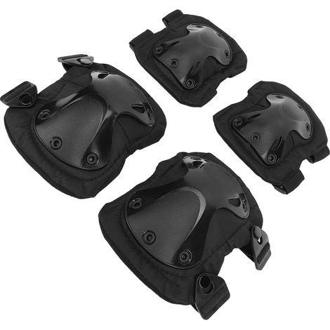Ensemble de protections tactiques pour genoux et coudes, équipement professionnel pour sports de plein air, patinage, travaux de construction, noir (1/5)