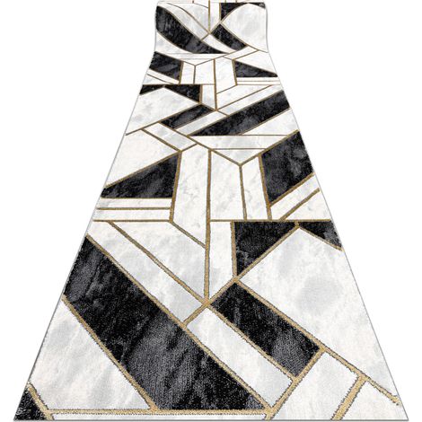 Passatoia EMERALD esclusivo 1015 glamour, elegante Marmo, géométrique nero / oro 70 cm black 70x700 cm