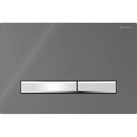 Geberit – Plaque de déclenchement WC Sigma50 – Verre miroir fumé – Dimensions 246x164x14mm – Zinc moulé sous pression – Commande manuelle (1/5)