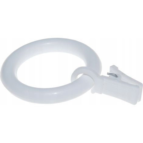 Anneaux en plastique avec clip pour tringle à rideaux en bois, BLANC 20 pièces. (1/5)