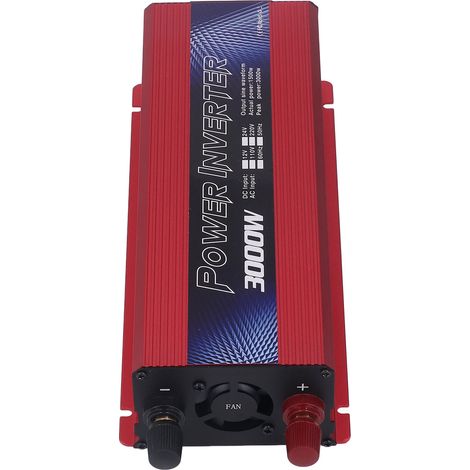 Convertisseur de tension pur sinus 3000W 12V CC vers 220V CA rouge avec port USB et ventilateur de refroidissement 50Hz (1/5)