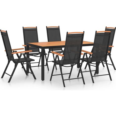 Salon de jardin 7 pcs - Mobilier de jardin - Ensemble de salle à manger de jardin Aluminium Noir Chic-475783 (1/5)