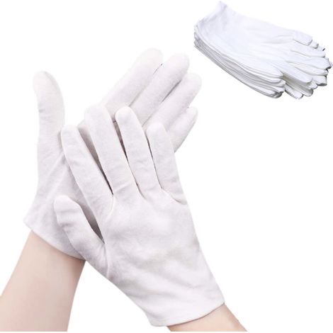 Gants de travail épais de protection contre le travail, gants en coton Wenwan, gants blancs en pur coton, gants de protection de travail en coton épais (1/5)