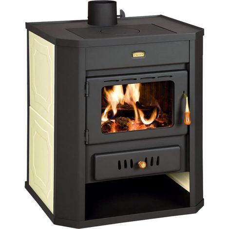 Prity – Poêle à bois avec chaudière intégrée 15+5kW – Efficacité 76,6% – Pour chauffage central – Dimensions 650x550x780mm – Corps acier 2mm