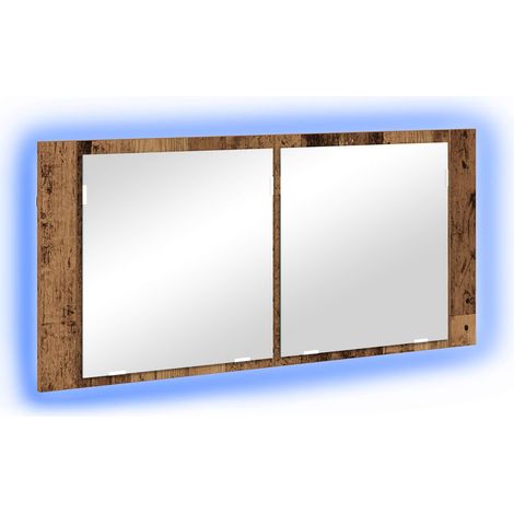 Maison Exclusive - LED Spiegel-Schrank Altholz 100 x 12 x 45 cm H