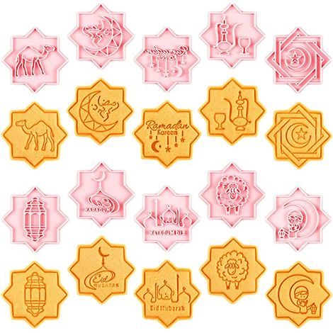 Set mit zehn 3D-Ausstechformen für Eid Mubarak-Kekse, geeignet für islamische Kekse, Backformen und Ramadan-Dekoration (1/5)