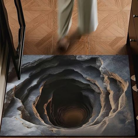 Tapis d'entrée Illusion Abîme Infini 60x90cm - Tapis Illusion - Crack 2