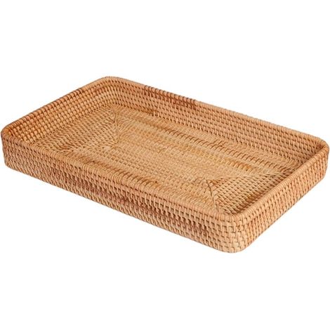 Geflochtener Aufbewahrungskorb aus Rattan, rechteckiges Serviertablett, dekorativer Korb aus Naturweide zur Aufbewahrung Ihrer (1/5)