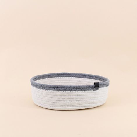 Panier en corde blanc détail gris 30x10cm (1/3)