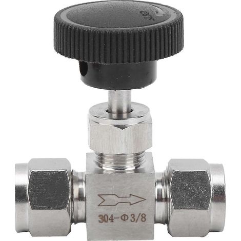 Vanne en acier inoxydable 304, vanne à pointeau haute pression 2 voies pour la régulation du débit d'eau, de gaz et de liquides, Ф3/8 (1/4)