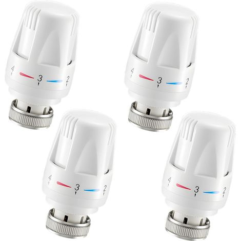 Lot de 4 thermostats de chauffage, Thermostat chauffage M30x1,5, Thermostat de radiateur, Tête de vanne thermostatique, Tête thermostatique pour radiateur de chauffage pour la maison et le bureau (1/5)
