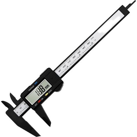 Schwarzer digitaler elektrischer Steigbügel mit präzisem LCD-Display und automatischer Abschaltung, hohe Belastbarkeit, 0-150 mm Verstellbereich