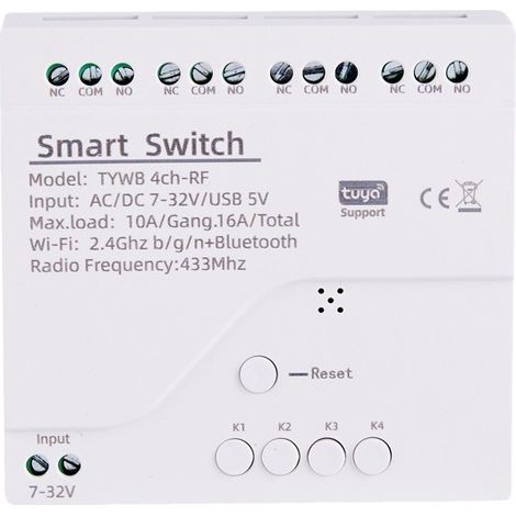 Module intelligent de commutation WiFi Graffiti, commande à distance avec verrouillage alterné, 4 relais, commande vocale, tension d’alimentation 7-32 V / 220 V deng ALOVEZ (1/4)