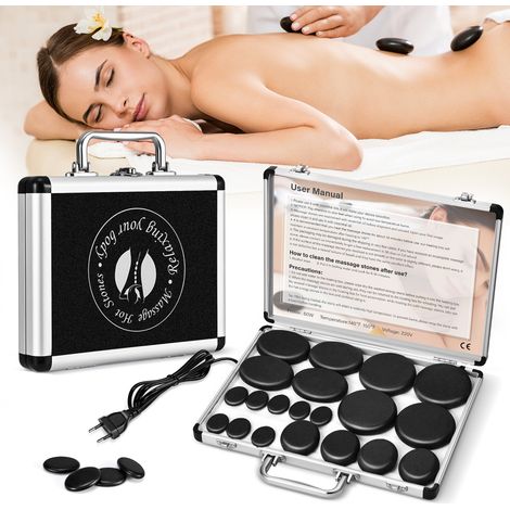 Kit de massage aux pierres chaudes, avec mallette chauffante portable et chauffe-pierres domestique, idéal pour les massages thérapeutiques, les soins spa et la relaxation