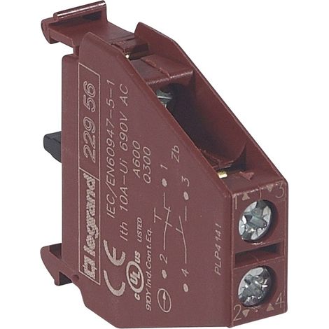 Bloc pour tête non lumineuse Osmoz raccordement à vis NO/NF pour manipulateur LEGRAND 022956 (1/2)
