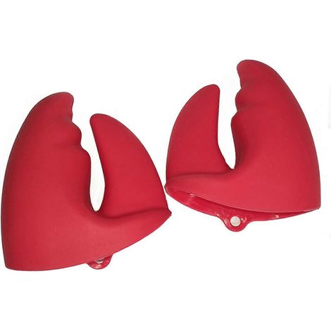 Gants de cuisine, maniques antidérapantes en silicone résistant à la chaleur, maniques de cuisine, rouges (1/5)