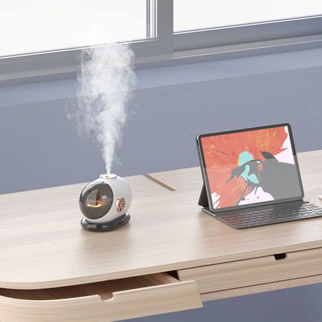 Mini humidificateur d'air portable, 5 V CC/1 A, 280 ml, arrêt automatique, atomisation, humidificateur de bureau, pour bureau ou chambre, blanc, batterie rechargeable 1200 mAh (1/5)