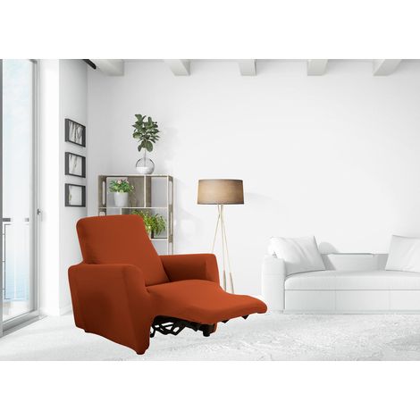 Copripoltrona Reclinabile Elasticizzato Antimacchia Magic Tinta Unita Arancio Poltrona Relax Idrorepellente (1/4)
