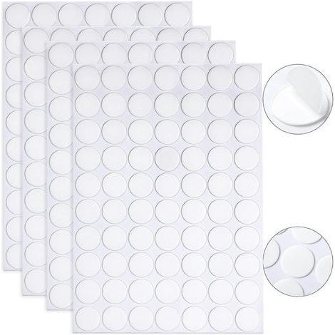 10 feuilles de ruban adhésif double face de 20 mm, autocollantes rondes amovibles, pâte adhésive transparente (1/5)