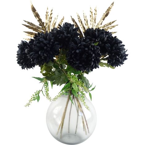 95cm Black Chrysanthemum Bundle Glass Ball Vase (1/5)