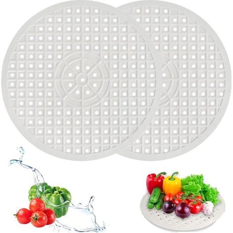 Set mit 2 runden, weißen Gummi-Spülbeckenmatten für die Küche (1/5)