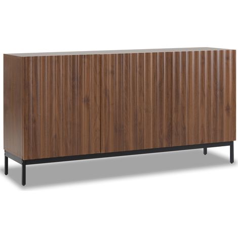 Sideboard 150x40x80 cm dunkelbraun mit 3 Türen und 3D-Wellendesign aus MDF Holz MODENUIT (1/5)