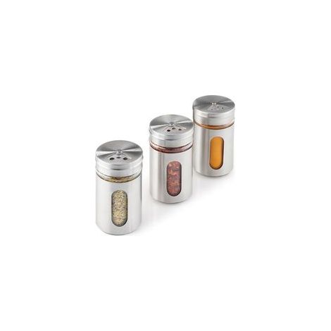 Lot de 3 pots à épices en acier inoxydable et verre 100 ml (1/5)