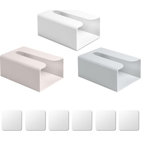 Juego de 3 cajas de pared de plástico autoadhesivas – dimensiones 19x13,2x8,2 cm, para uso en oficina, dormitorio, baño, color blanco.