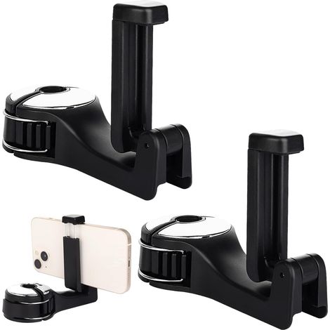 Set di 2 supporti per cellulare da poggiatesta, girevoli a 360 gradi, universali. (1/5)