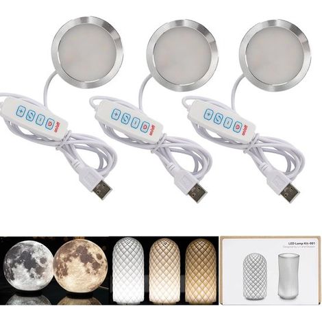 Tres unidades，tres colores. Adecuada para repuestos de kits de lámparas para impresión 3D. Luz cálida de 3000 K alimentada por USB de 5 V (1/4)