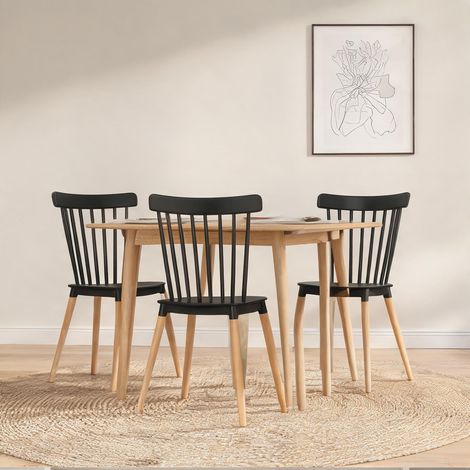 Chaise de salle à manger preto e Madeira 48 x 52,5 x 83 cm (1/5)