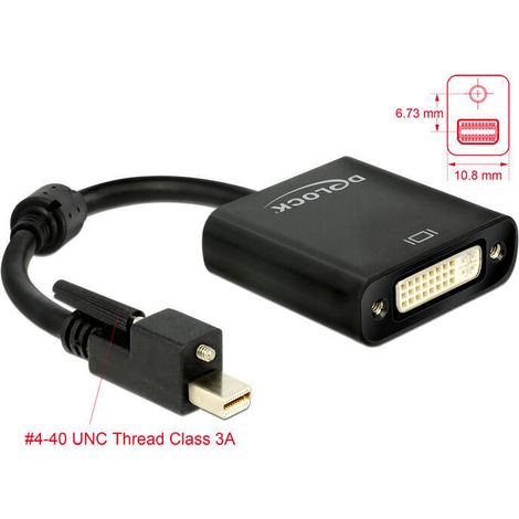 Delock adaptador mini displayport 1.2 macho con tornillo  dvi hembra 4k activo negro (1/2)