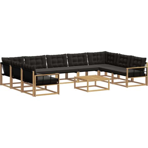 Outdoor-Sofagarnitur 10 Stk. Weiß und Schwarz vidaXL (1/5)