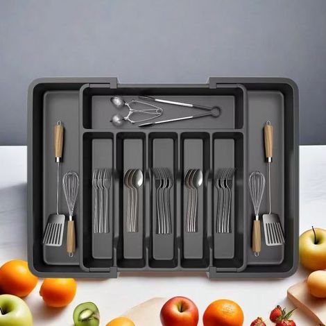 Plastic Dish Tray - Extended Dish Storage Box, Portable Telescopic Storage Tray for Household Use