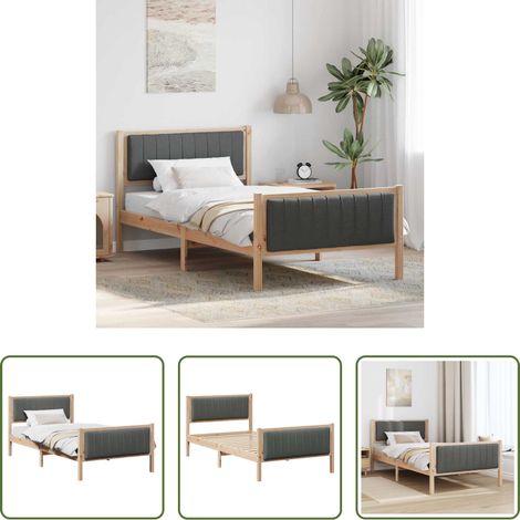 Plattformbett - Bettgestell Braun und Dunkelgrau 100 x 200 cm Massivholz Kiefer (1/5)